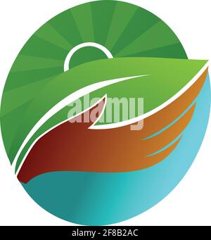 Leaf and hand logo icon vector illustration Stock Vector