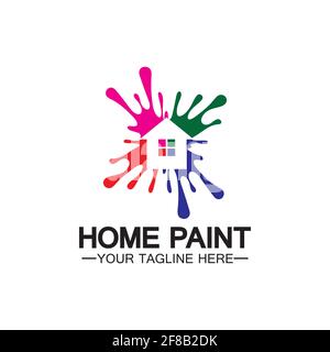 Home Painting Vector Logo Design.Home House Painting Service Coloring Logo Design Template.House painting service, decor and repair multicolor icon Ve Stock Vector