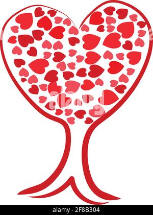 Valentine tree, love, leaf hearts vector illustration Stock Vector