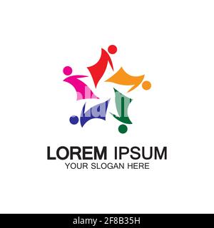 Star people logo design. Star community vector logo. star community human vector logo. Stock Vector