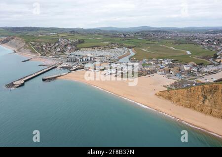 Aerial view of West Bay near Bridport, Dorset Stock Photo
