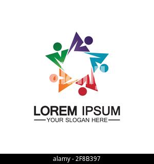 Star people logo design. Star community vector logo. star community human vector logo. Stock Vector