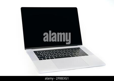top view. stylish laptop on a white background . Stock Photo