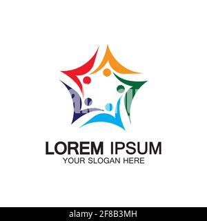 Star people logo design. Star community vector logo. star community human vector logo. Stock Vector