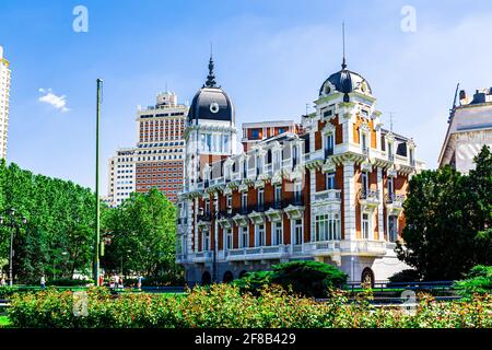 Madrid, Spain  - 14 May 2017: The beautiful Building of the Royal Asturian Company of Mines built on 1899 in Madrid. Stock Photo