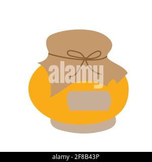 Honey flat jar vector. Apiary vector symbol.  Stock Vector