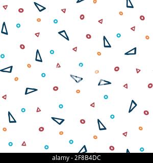 Seamless pattern with geometric shapes .Cartoon style flat design. Vector illustration design elements. Vector design for postcard, packaging. Stock Vector