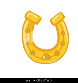 Gold horseshoe icon isolated on white background.  Stock Vector