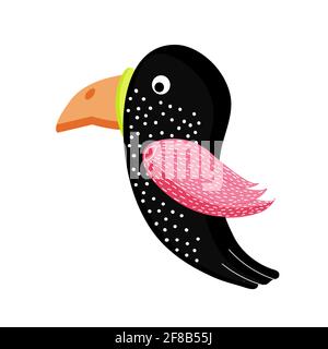 Textured toucan bird . Avian jungle design vector Stock Vector