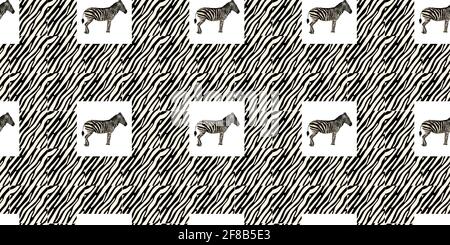 ETHNIC TREND. PAINTING IN AFRICAN STYLE. SEAMLESS AFRICAN PATTERN. TRADITIONAL PATTERN. savanna animals. zebra. Vector illustration. Fashion. Stock Vector