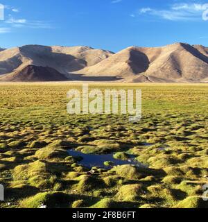 Pamir mountains in Tajikistan. Landscape around Pamir highway M41 international road. Stock Photo
