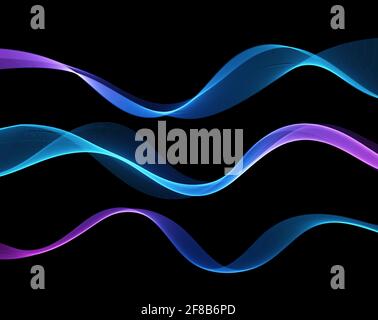 Vector abstract colorful flowing wave lines isolated on black background. Design element for technology, science, music or modern concept. Stock Vector