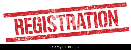 REGISTRATION text on red grungy rectangle stamp sign. Stock Photo