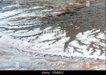 Aerial view from the Arctic Hudson bay shore in winter, Churchill, Manitoba, Canada. Stock Photo