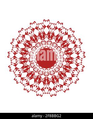 Spiritual background for meditation with guilloche mandala isolated in color background Stock Photo