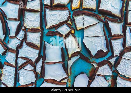 Abstract background of textured blue cracked wall. Stock Photo