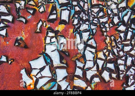 Abstract background of textured blue cracked wall. Stock Photo