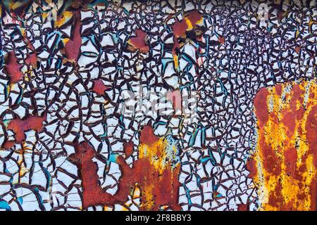Abstract background of textured blue cracked wall. Stock Photo