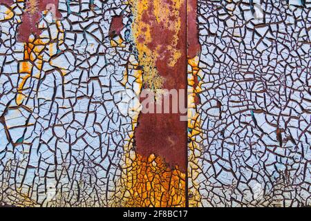 Abstract background of textured blue cracked wall. Stock Photo