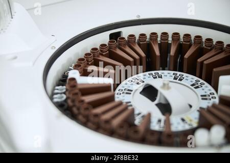 Medical device used by biochemists and lab technicians for blood testing Stock Photo