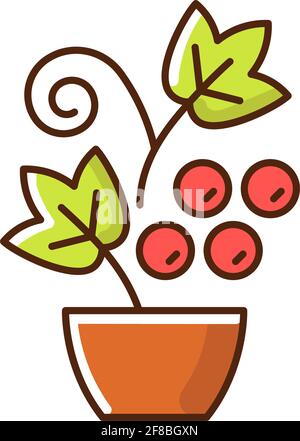 Berry shrubs and vines RGB color icon Stock Vector