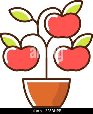 Fruit trees shrubs RGB color icon Stock Vector