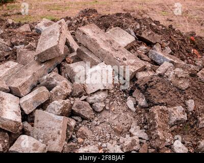 Heap of broken concrete blocks Stock Photo