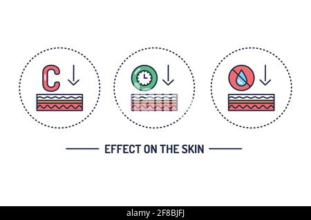 Effect on the skin color line icon. Pictogram for web page, mobile app, promo. Stock Vector