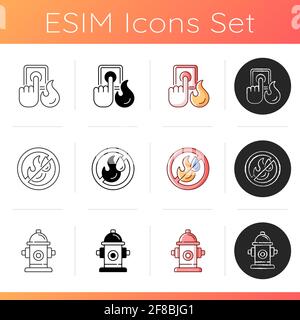 Fire extinguishing icons set Stock Vector