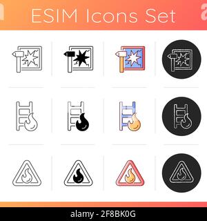 Fire safety icons set Stock Vector