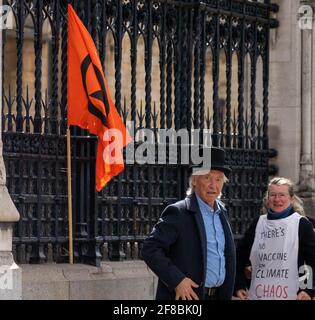 London, UK. 13th Apr, 2020. Small XR rebellion protest outside the House of Commons Credit: Ian Davidson/Alamy Live News Stock Photo