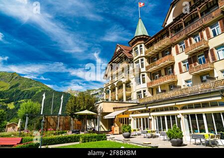 Architecture of Wengen in Switzerland Stock Photo