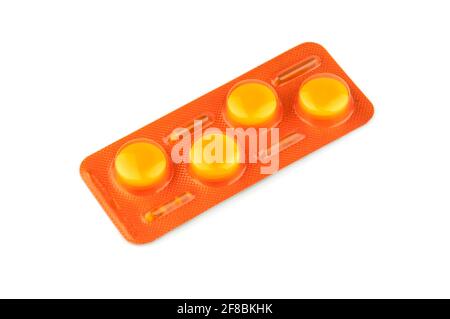 Pills in blister pack isolated on a white background Stock Photo