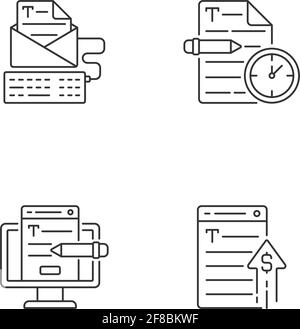 Text for online advertisement linear icons set Stock Vector