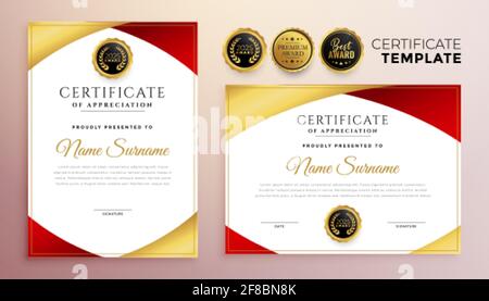 red and gold multipurpose certificate template design