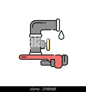 Water supply installation color line icon. Pictogram for web page, mobile app, promo. UI UX GUI design element. Editable stroke. Stock Vector