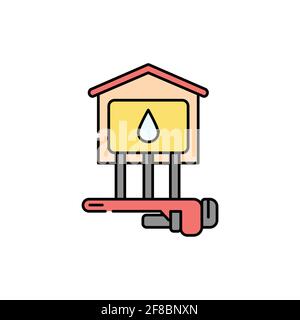 Engineering networks in private house color line icon. Pictogram for web page, mobile app, promo. UI UX GUI design element. Editable stroke. Stock Vector