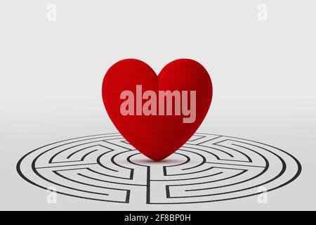 Heart in a labyrinth - Concept of love issues Stock Photo