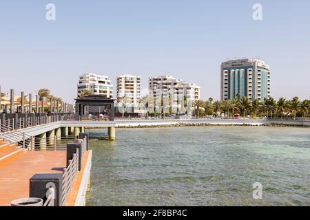 Jeddah, Saudi Arabia, February 22 2020: Jetty on the Corniche, promenade right on the shores of the Red Sea in downtown Jeddah, Saudi Arabia Stock Photo