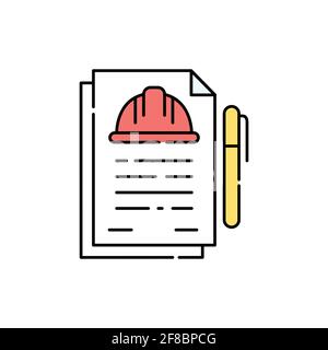 Estimate documentation color line icon. Pictogram for web page, mobile app, promo. UI UX GUI design element. Editable stroke. Stock Vector