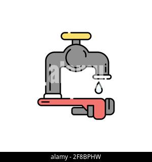Plumbing installation color line icon. Pictogram for web page, mobile app, promo. UI UX GUI design element. Editable stroke. Stock Vector