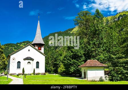 Church at Lauterbrunnen in Switzerland Stock Photo