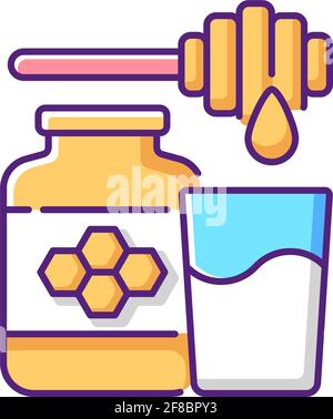 Milk and honey RGB color icon Stock Vector