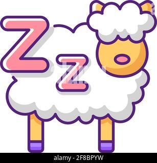 Counting sheeps RGB color icon Stock Vector