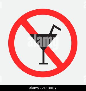 drinking alcoholic beverages forbidden sign Stock Vector