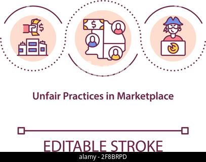 Unfair practices in marketplace concept icon Stock Vector