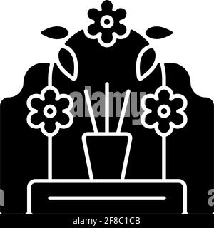 Tomb sweeping day black glyph icon Stock Vector