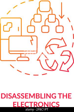 Disassembling electronics concept icon Stock Vector