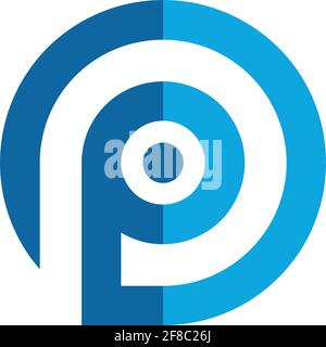 letter P circle target logo icon vector concept graphic design Stock Vector