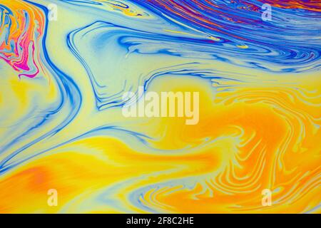 Psychedelic multicolored patterns background. Photo macro shot of soap bubbles Stock Photo